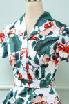 Vintage Jurk Met V-Hals En Bloemenprint