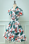 Vintage Jurk Met V-Hals En Bloemenprint