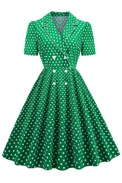 Groene Polka Dot Vintage Jurk