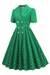 Groene Polka Dot Vintage Jurk