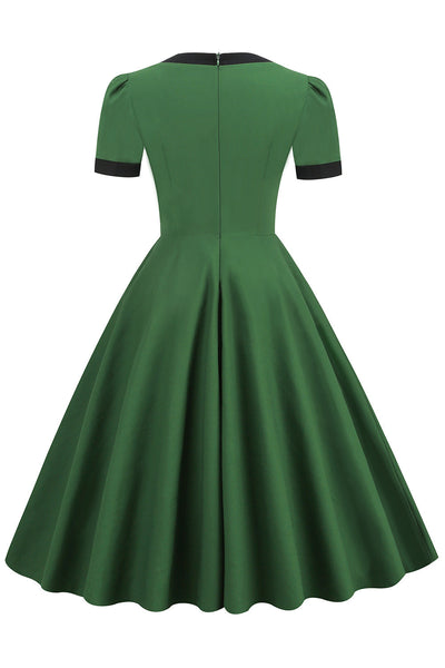 Vintage Jaren 1950 Groene Jurk Met Strik