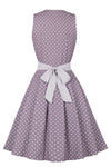 Jaren '50 Paarse Polka Dot Jurk Met Riem