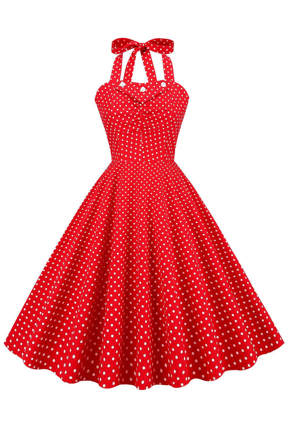 Vintage Jaren '50 Rode Polka Dot Jurk