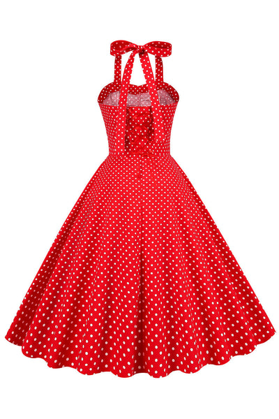 Vintage Jaren '50 Rode Polka Dot Jurk