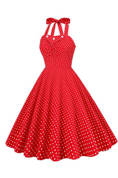 Vintage Jaren '50 Rode Polka Dot Jurk