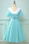 Vintage Jaren '50 Geruite Swing Jurk