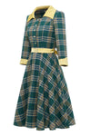 Herfst Vintage Groene Geruite Jurk