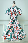 Vintage Jurk Met V-Hals En Bloemenprint