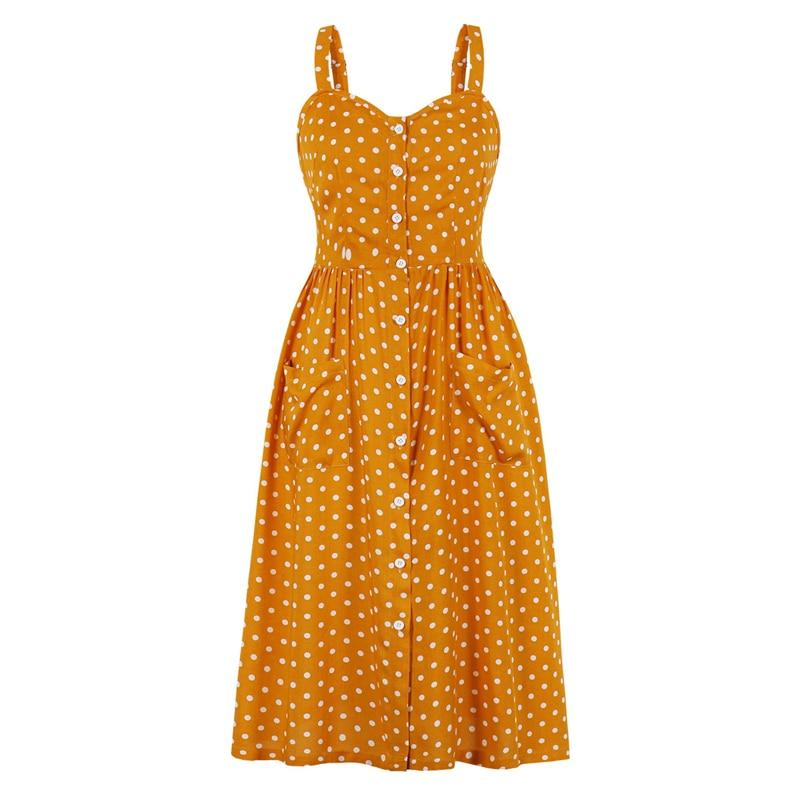 60s Polka Dot Jurk Geel