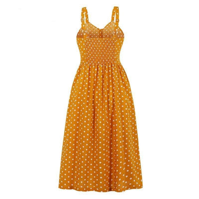 60s Polka Dot Jurk Geel