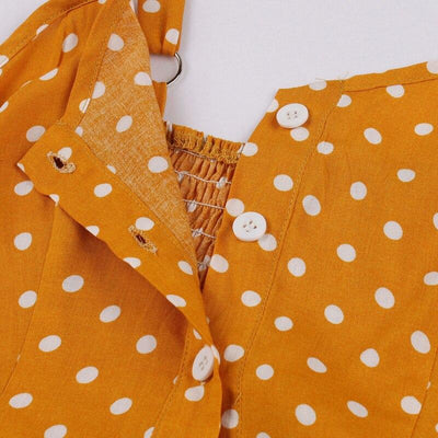 60s Polka Dot Jurk Geel