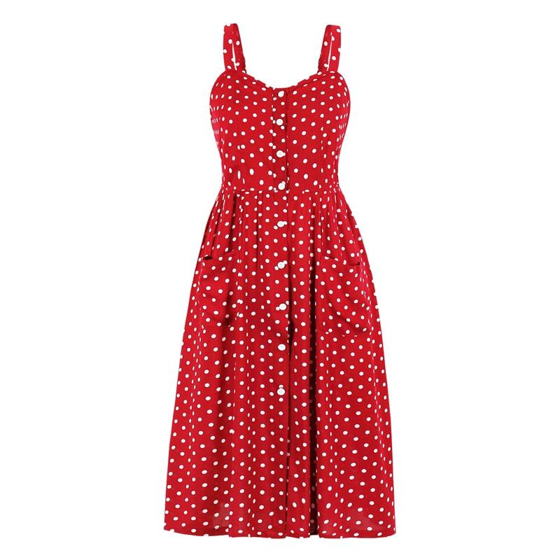 60s Polka Dot Jurk Rood