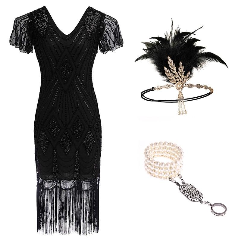 20s Prohibition Edition Jurk Zwart