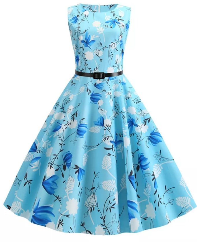 50s Pin Up Jurk Blauw