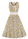 Gele Bloemen 50s Pin-Up Jurk