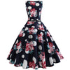 Jaren 1950 Pin-Up Bloem Polka Dot Jurk