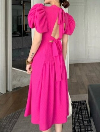 Jaren '40 Roze Volume Jurk