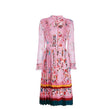 40s Hoge Taille Jurk Roze Bloemen