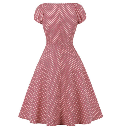 50s Roze Polka Dot Jurk