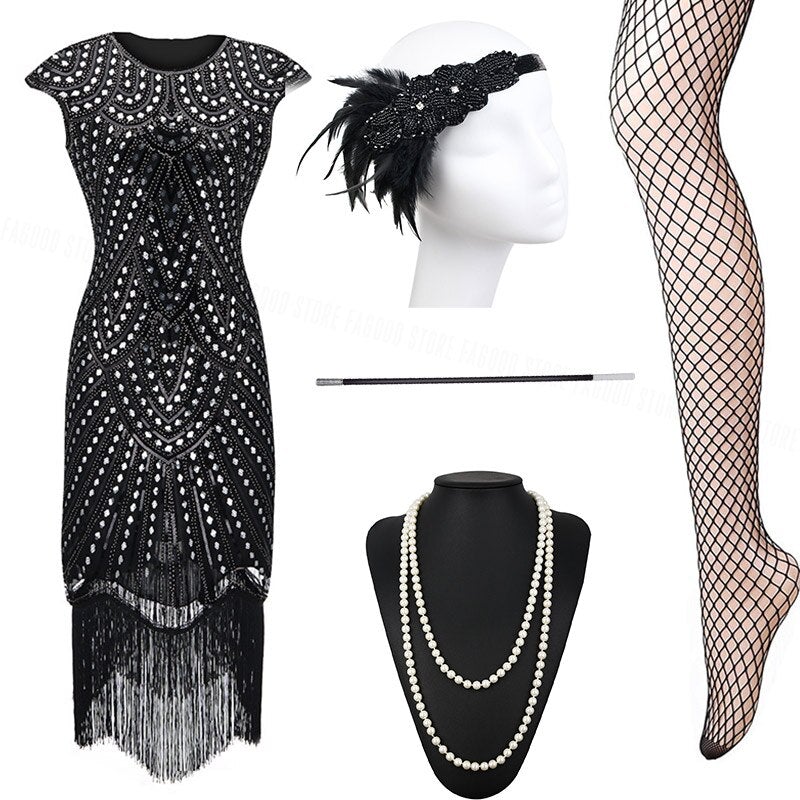 Gatsby 20s Jurk Zwart