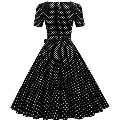 50s Zwarte Polkadot Jurk