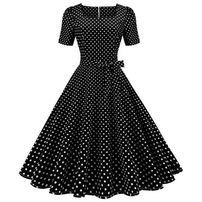 50s Zwarte Polkadot Jurk