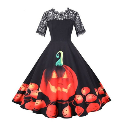 Zwarte Retro Halloween-Jurk