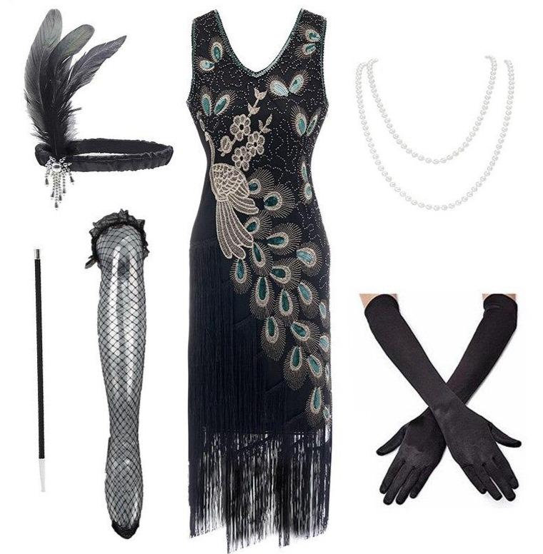 Gatsby 20s Stijl Jurk Zwart