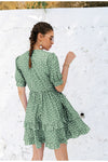 Vintage Polka Dot Groene Jurk