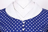 Vintage Jaren '50 Blauwe Polka Dot Jurk