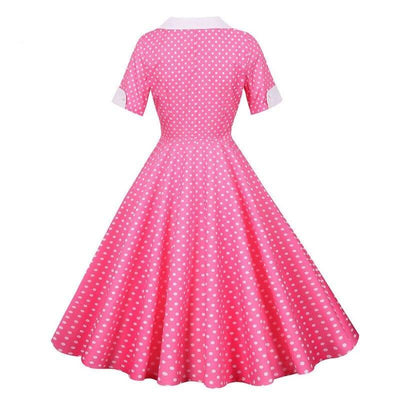 Vintage Jaren '50 Roze Polka Dot Jurk