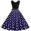 Vrouwen Vintage Paarse Polka Dot Jurk