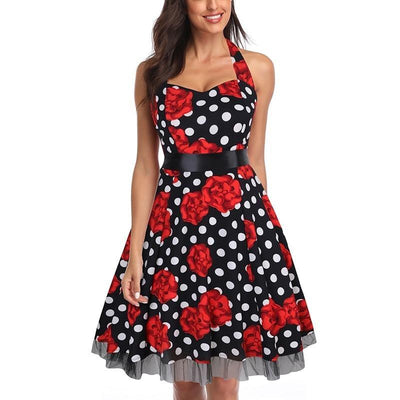 Zwarte Rozen Rockabilly Grote Maat Vintage Jurk