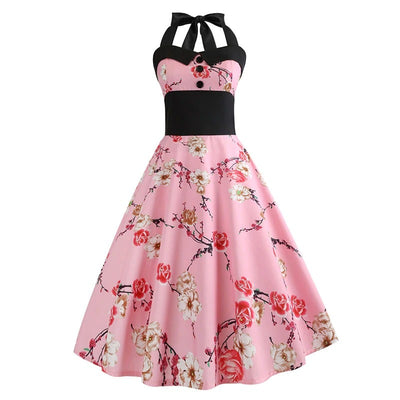 Roze Bloemen Pin-Up Vintage Jurk