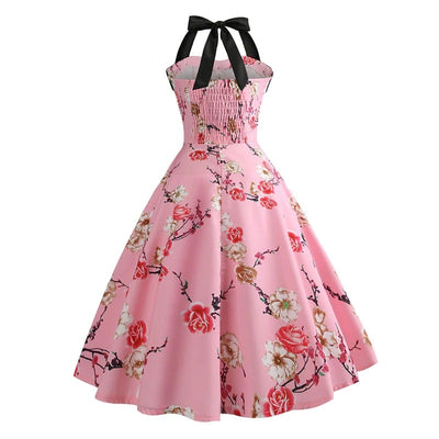 Roze Bloemen Pin-Up Vintage Jurk