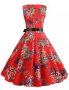 Vintage Pin-Up Jurk Rode Bloemen