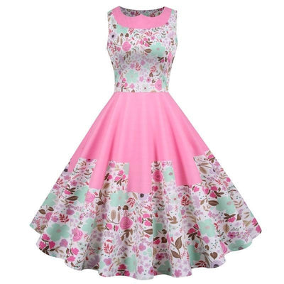 Vintage Prinses Roze Bloemen Jurk