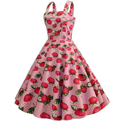 Vintage 1950 Aardbei Roze Jurk