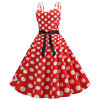 Vintage Rode Rockabilly Jurk Met Witte Stippen