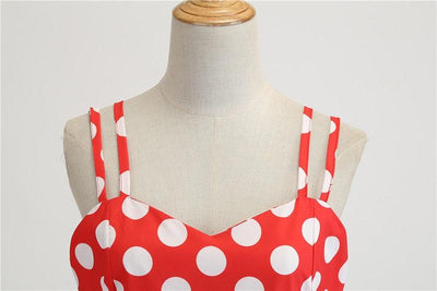 Vintage Rode Rockabilly Jurk Met Witte Stippen